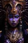 Fantasy of a queen with purple skin. AI Generated. Art Print
